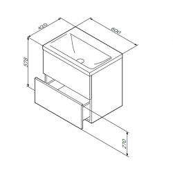 База под раковину AM.PM GEM, подвесная, 60 см, 2 ящика push-to-open, цвет: белый, глянец