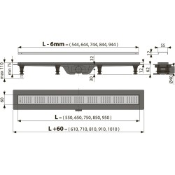 Канал дренажный ALCAPLAST Alcadrain 950*60 д.40мм APZ10-950 (решетка Simple Line в компл.)