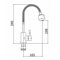 A54509 Смеситель Fashun нерж. д/кухни, с гибким стальным изливом 198мм, 2 режима, САТИН