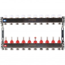 Коллектор из нерж. стали 1"x3/4" ROMMER с расходомерами 10 вых.