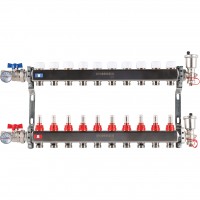 Коллектор из нерж. стали 1"x3/4" ROMMER в сборе с расходомерами 10 вых.