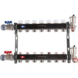 Коллектор из нерж. стали 1"x3/4" ROMMER в сборе без расходомеров 7 вых.