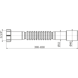 Гофра 1 1/4"*32/40  пласт. 390-840 мм A750 ALСAPLAST Alcadrain