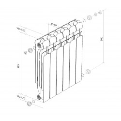 Радиатор алюминиевый Royal Thermo Indigo 2.0 500 х 100 8 секций