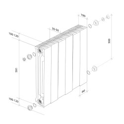 Дизайн-радиатор бимет. Royal Thermo PianoForte Silver Satin VDR 500 x 100 4 секц. (нижн. подкл.)