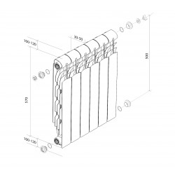 Радиатор алюминиевый Royal Thermo Revolution 2.0 500 х 80 4 секции