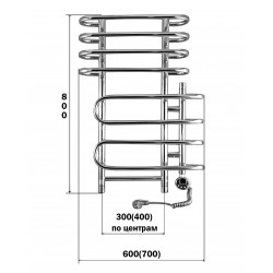 Полотенцесушитель Флагман "Каскад", ниж./п 400х700х800 (электрический + водяной)