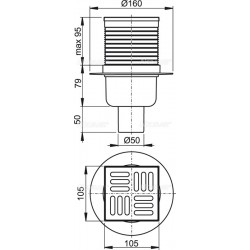 Трап ALCAPLAST Alcadrain 100*100/50мм прямой нерж.решетка APV2 